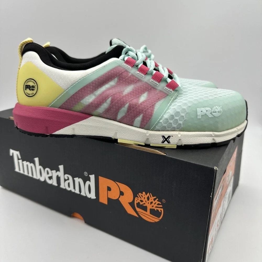 Timberland Pro Radius TB1A41GY357 Women's 8.5M Sea Pink Comp Toe Work Shoes NIB‎